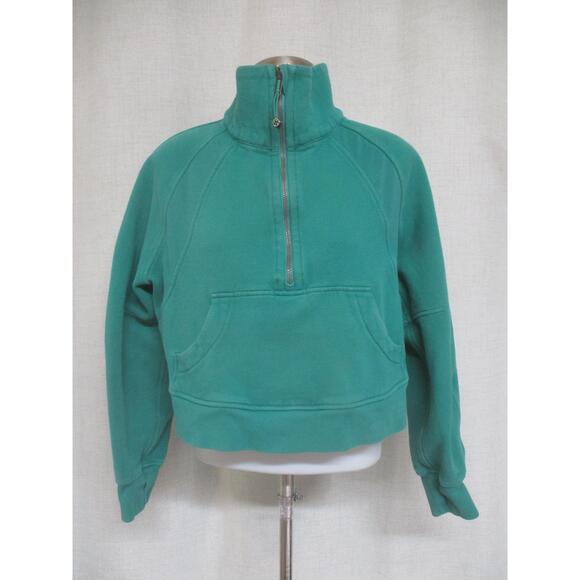 LULULEMON Green Oversized Half-Zip Pouch Pocket Scuba Hoodie top XS / S - Picture 1 of 6